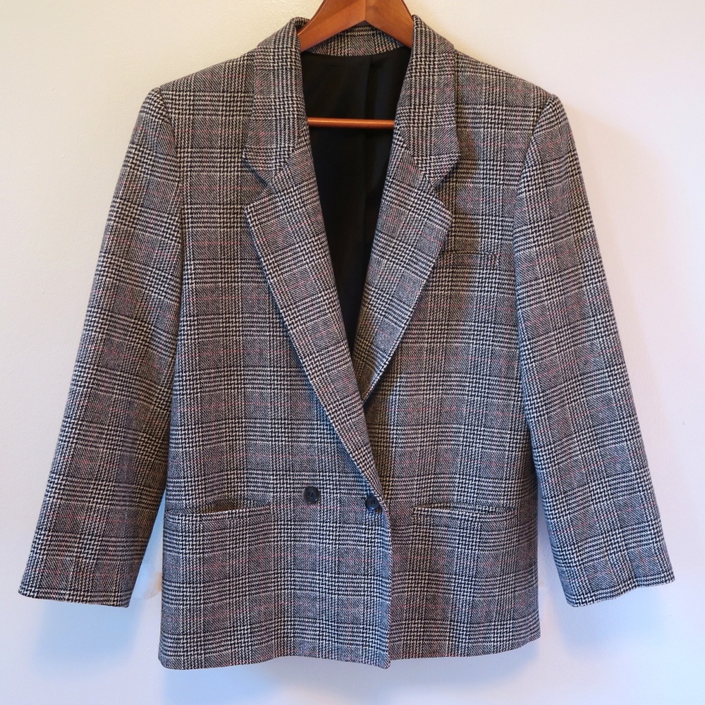 Ashley Brooke Vintage Wool Plaid Blazer Size 10